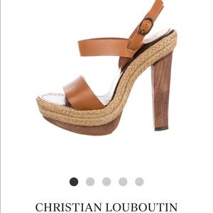 Christian Louboutins Beige Leather Es Cubells 120 Espadrille Sandals